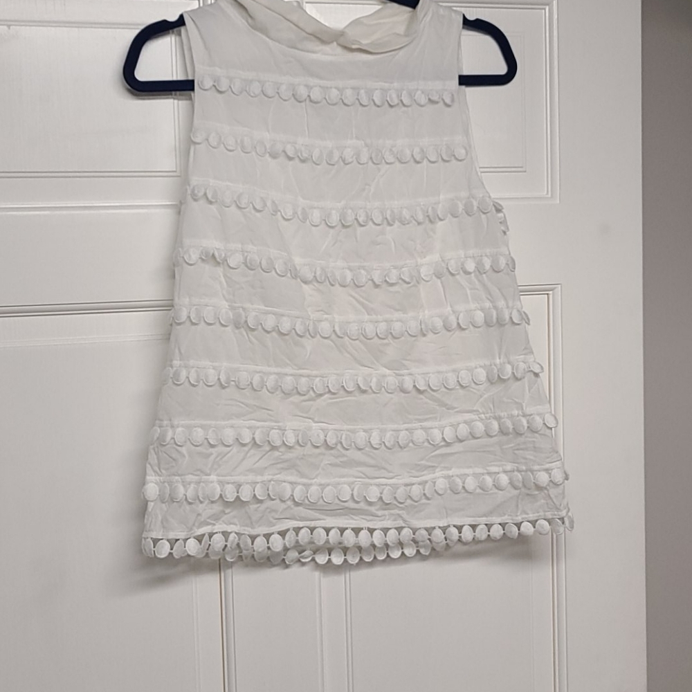 J. Crew White Blouse with Fringe